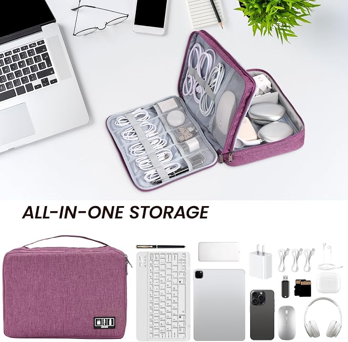 Large Electronic Organizer Travel Case, Double Layer Tech Pouch - Image 6