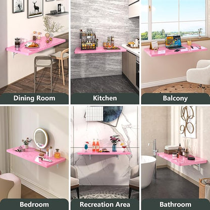 Clikuutory Wall Mounted High Gloss Folding Table, Wall Desk Fold Down - Image 4