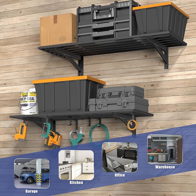 2-Pack 1.5x4ft Garage Shelving Wall Mounted, 1.5' x 4' Heavy Duty Garage - Image 5