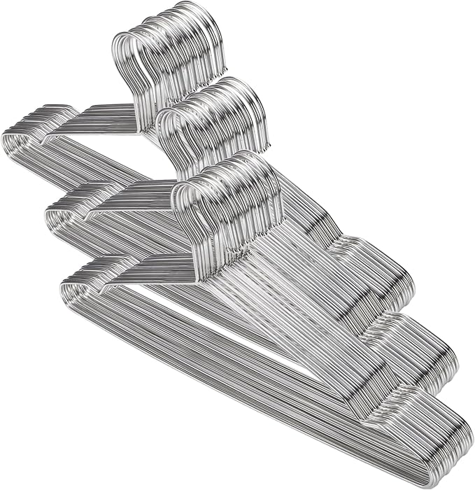 Tosnail 50 Pack Stainless Steel Strong Wire Metal Hangers Heavy Duty Clothes by Tosnail