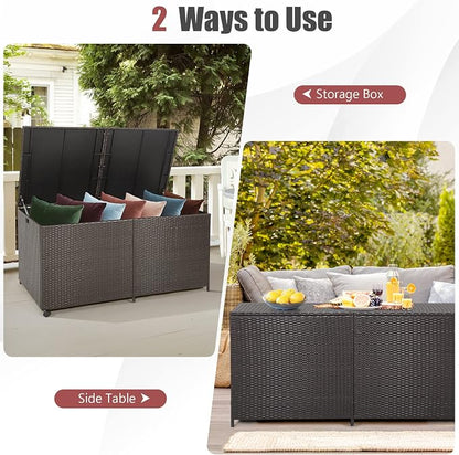 Tangkula 175 Gallon Outdoor Storage Box, Wicker Patio Deck Box - Image 2