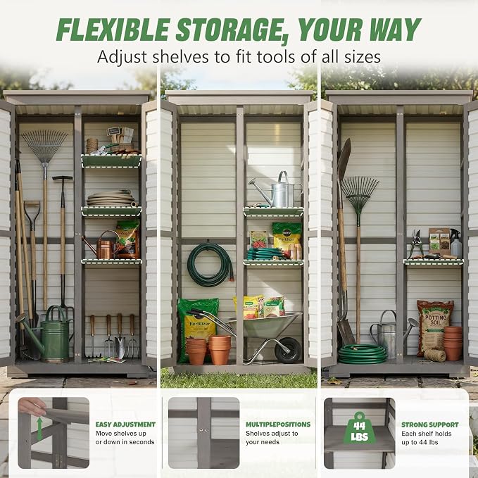 Outdoor Storage Cabinet – Store More in Less Space, Tall Vertical Garden Tool - Image 7
