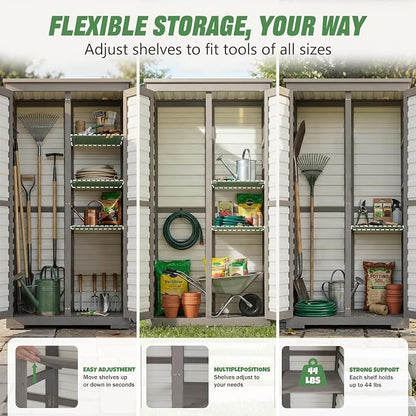 Outdoor Storage Cabinet – Store More in Less Space, Tall Vertical Garden Tool - Image 7