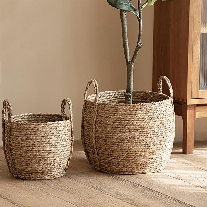 Woven Planter Basket, Natural Handwoven - Image 3