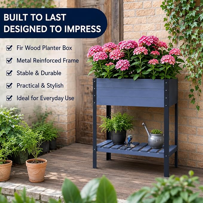 Raised Garden Bed with Metal Legs - Image 9
