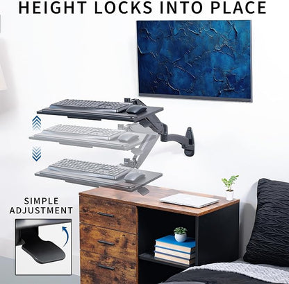 VIVO Sit-Stand 24 Inch Pneumatic Spring Keyboard and Mouse Tray Wall Mount - Image 3