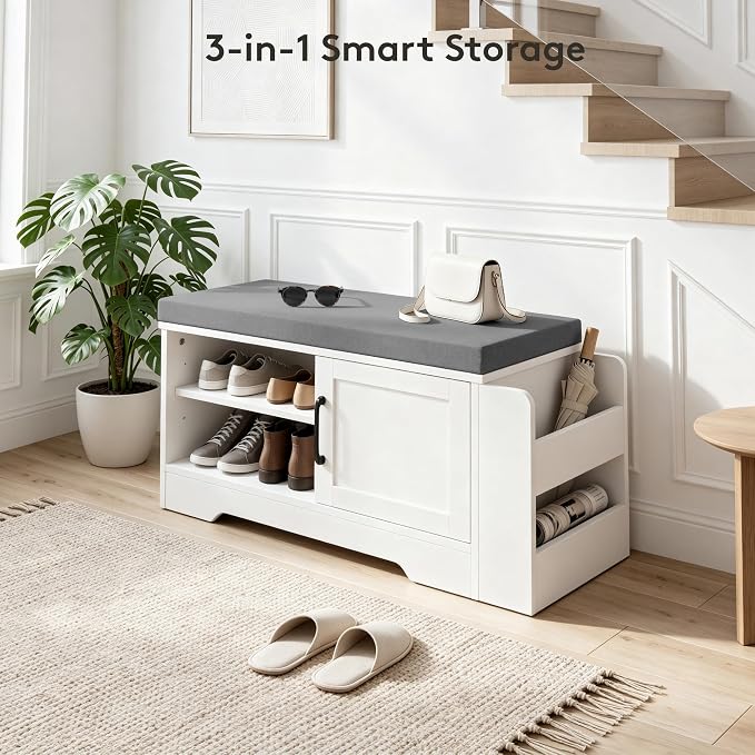 GRUSIGN 27.8" Shoe Storage Bench - Image 6