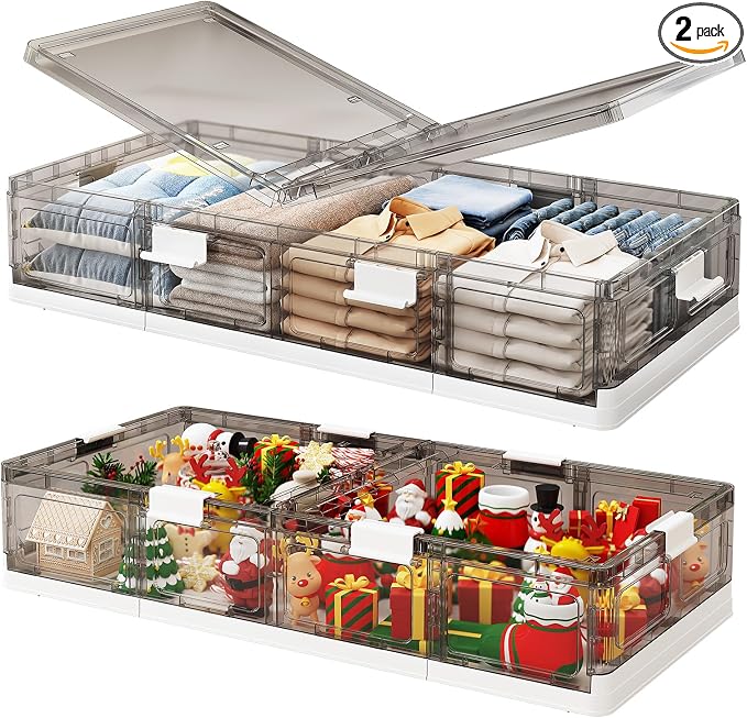 Kitstorack Plastic Under Bed Storage Containers, 2 Pack Underbed Storage by Kitstorack