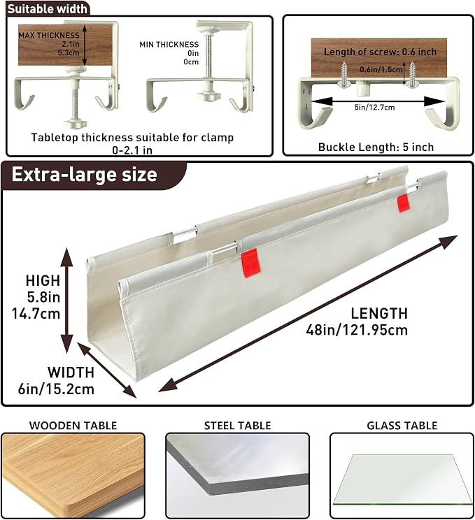 Under Desk Cable Management No Drill – 48" L x 6" W Cord Organizer, Upgraded - Image 5