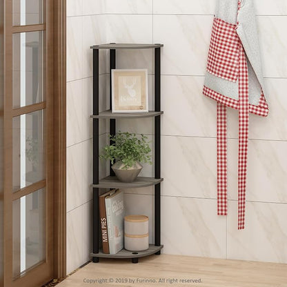 Furinno TURN-N-TUBE Corner Shelf, 4-Tier Corner Bookshelf, Display Storage - Image 2