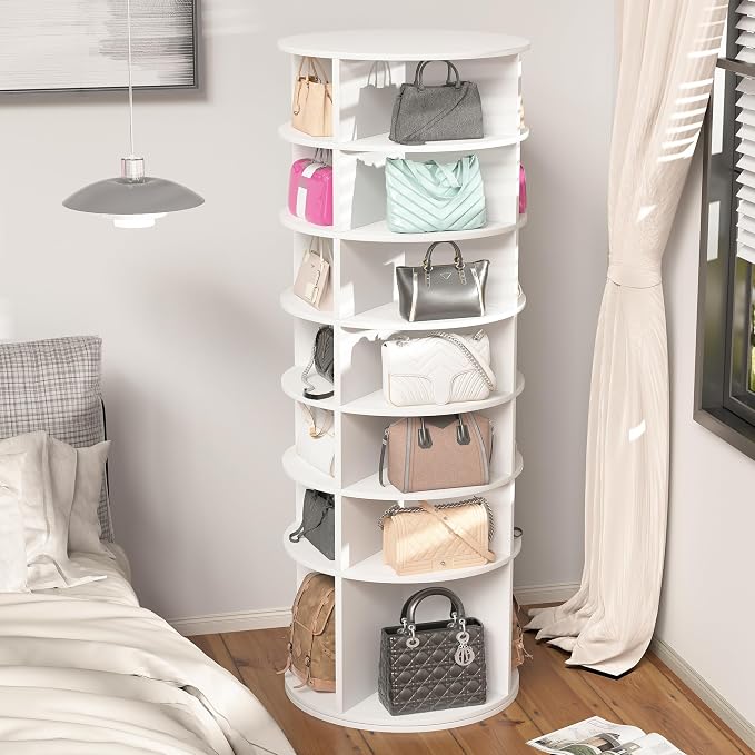 7-Tire Round Rotating Shoe Rack, 360°Spinning Shoe Display, Shoe Organizer - Image 7