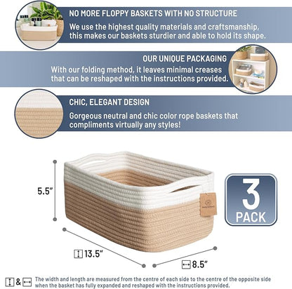 NaturalCozy 13.5”x8.5”x5.5” Storage Baskets - Image 2