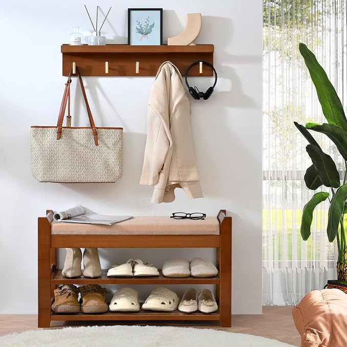 PETKABOO Shoe Rack for Front Door Entrance, 28” Entryway Bench - Image 8