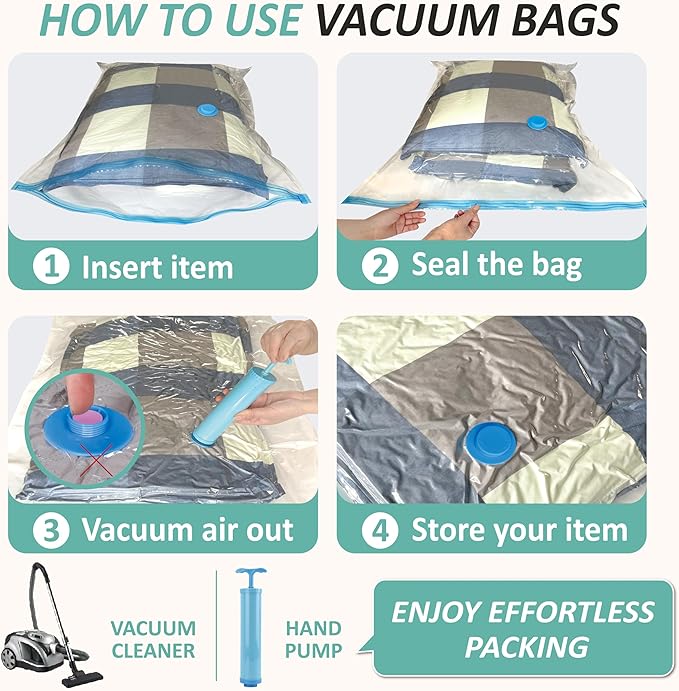 Cozy Essential Vacuum Storage Bags, 80% Compression Vacuum Seal Space Saver - Image 7