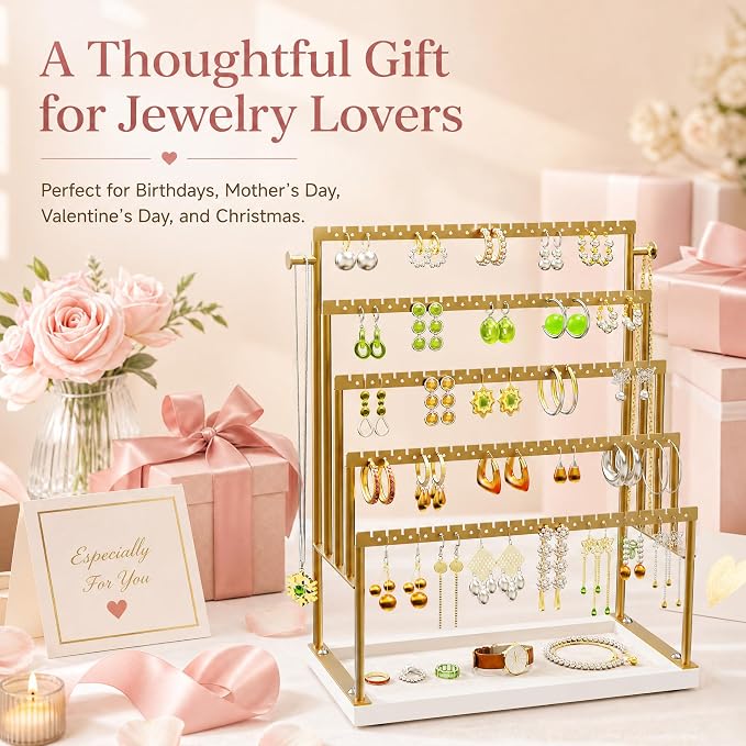 Large 5 Tier Earring Organizer and Holder, jewelry organizer stand, elegant - Image 7