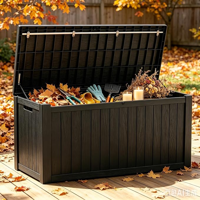 155 Gallon Outdoor Deck Storage Box, Large Waterproof Resin Patio Storage Box - Image 5