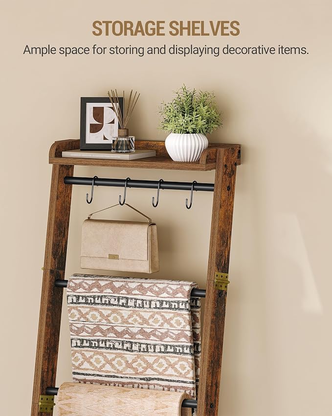 Blanket Ladder Shelf, Decorative Quilt Rack, 7-Tier Farmhouse Ladder Holder - Image 6