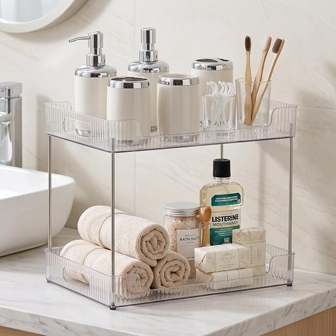 Goderewild 2-Tier Bathroom Counter Organizer, Fits A4 Size Makeup Organizer - Image 5