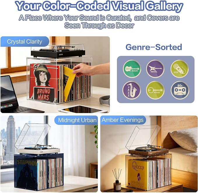 Bikoney Vinyl Record Storage, Stackable Cube Acrylic Vinyl Record Holder - Image 4