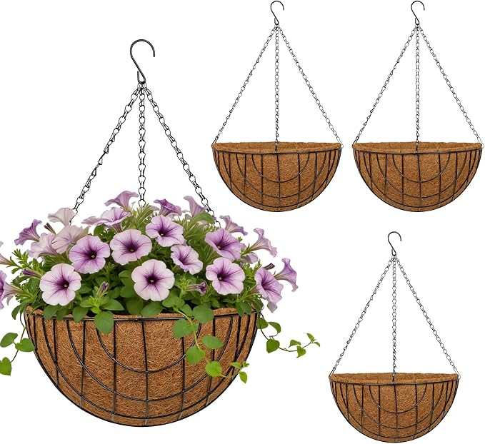 14 Inch Metal Hanging Basket by NatureCrafted