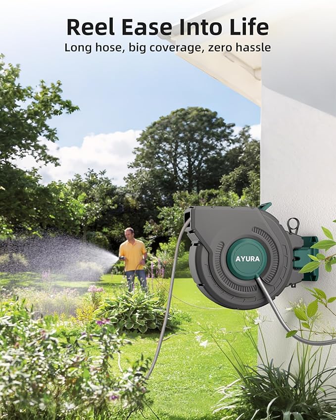 AYURA Retractable Garden Hose Reel 100 ft x 1/2 inch - Image 2