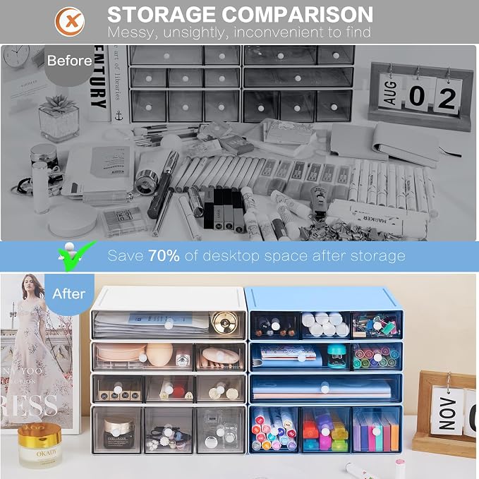 Desk Storage Organizer with 9 Drawers, 4 Tiers Stackable Desktop Craft Storage - Image 6