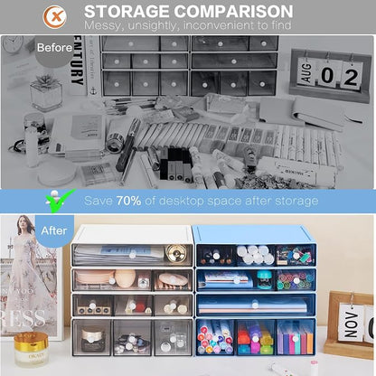 Desk Storage Organizer with 9 Drawers, 4 Tiers Stackable Desktop Craft Storage - Image 6