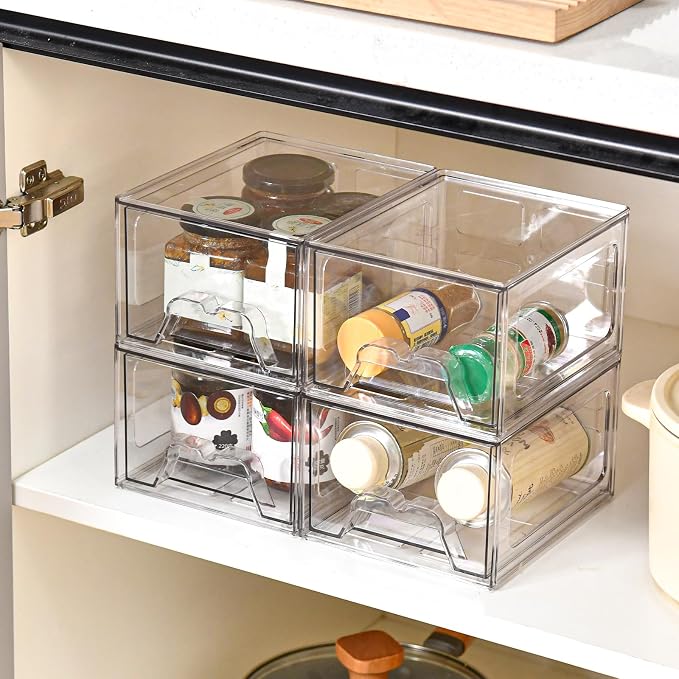 Stackable Makeup Organizer Storage Drawers Set of 4, Pantry Organization - Image 6