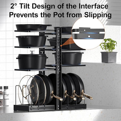 LAMU Pots and Pans Organizer under Cabinet, Adjustable Height Up to 24'' - Image 4