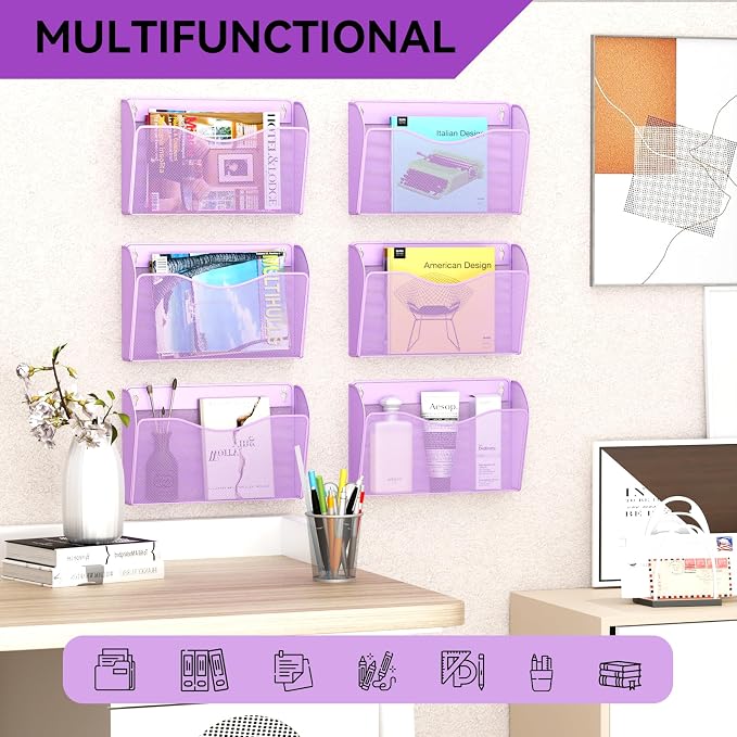 3 Single Pocket Wall File Holder, Mesh Hanging File Folder Paper Organizer - Image 6