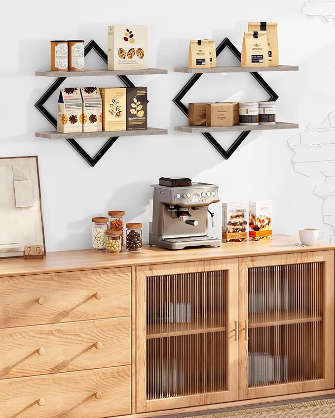 CHOEZON Floating Shelves for Wall, 2-Tier Hanging Shelves, for Living Room - Image 4