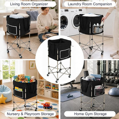 Laundry Cart with Wheels, 35.9" No-Bend Rolling Cart, 600D washable bag - Image 8