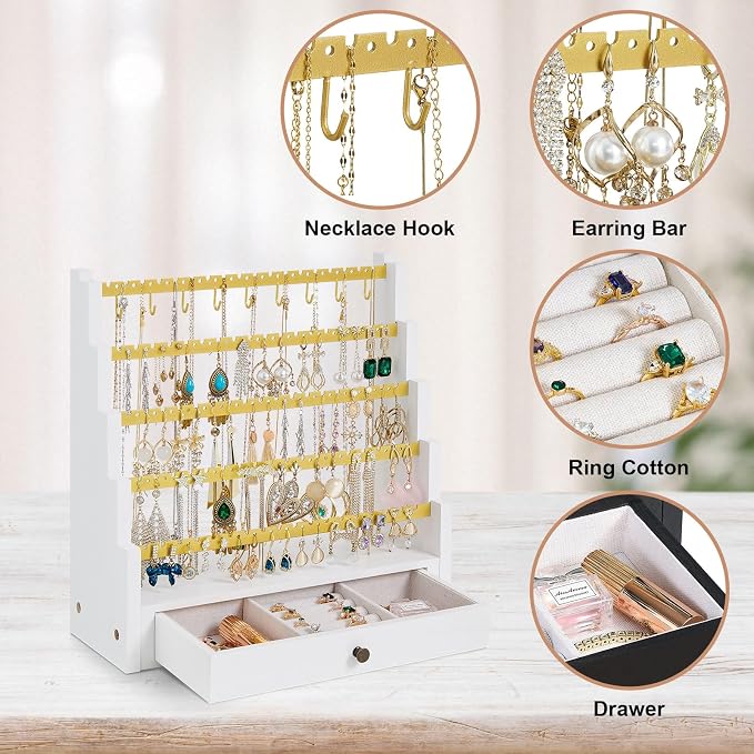 Pinzoveco Earring Organizer, 5 Layer Earring Holder Organizer - Image 6