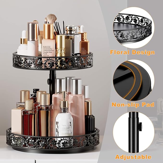 Two Tier Lazy Susan Organizer Turntable Height Adjustable, 2 Tier Lazy Susan 12 - Image 4