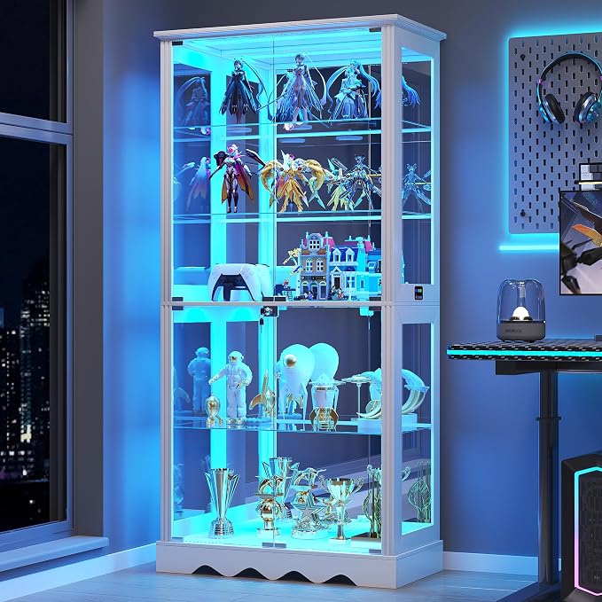 Glass Display Cabinet with RGB Light, 5-Tier Curio Cabinet - Image 8