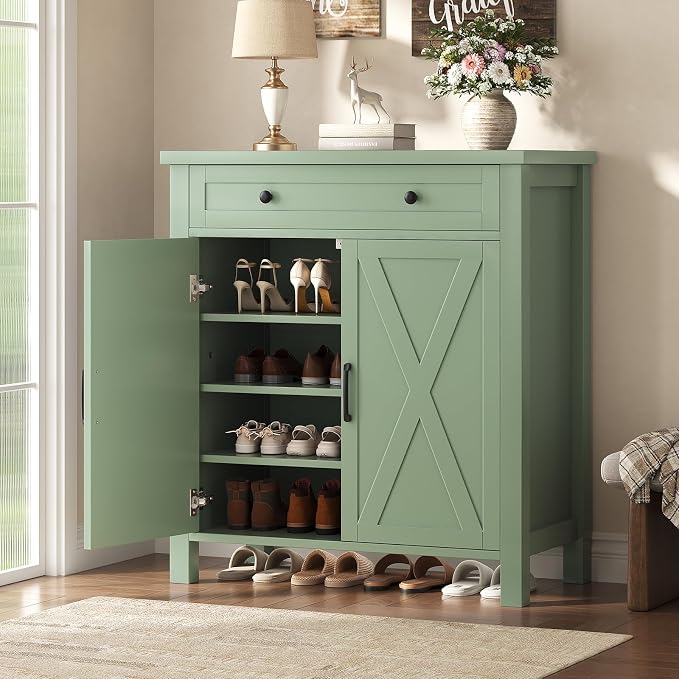 Farmhouse Shoe Storage Cabinet, 5-Tier High Boots Organizer by Glirun