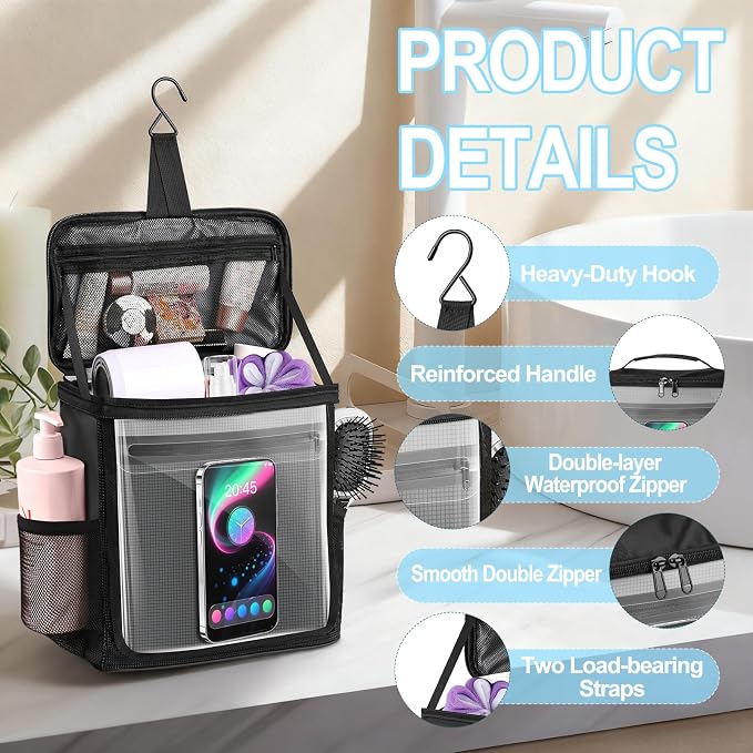 Hanging Shower Caddy Portable, Travel Toiletry Bag - Image 6