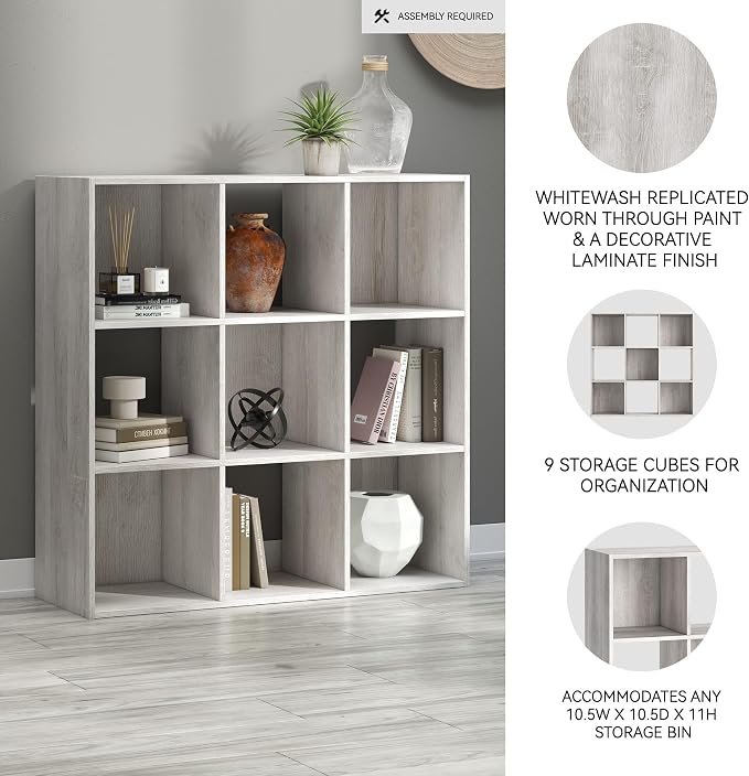 Signature Design by Ashley Paxberry Coastal 9 Cube Storage Organizer or Bookcase - Image 4