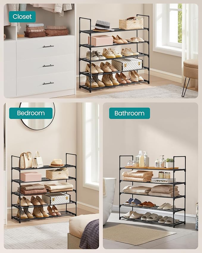 SONGMICS Shoe Rack, 5-Tier Shoe Organizer, Metal Storage Shelf, Upright or - Image 7