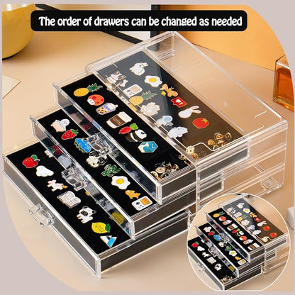 SPAKOWN Pin Display Case With 3 Drawers, Enamel Pin Display Box Dustproof Pin - Image 5