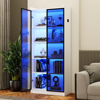 Display Cabinet with Doors and Adjustable Shelves, 5 Tier Display Case by CraftYourIdealHomeLife