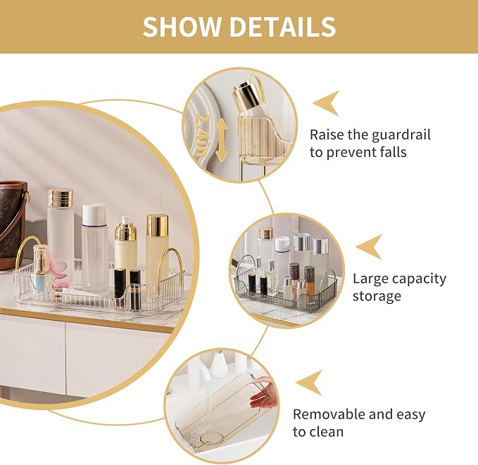 YCIA&DONE Bathroom Organizer Countertop, Makeup Storage, Skincare Cosmetic Tray - Image 3