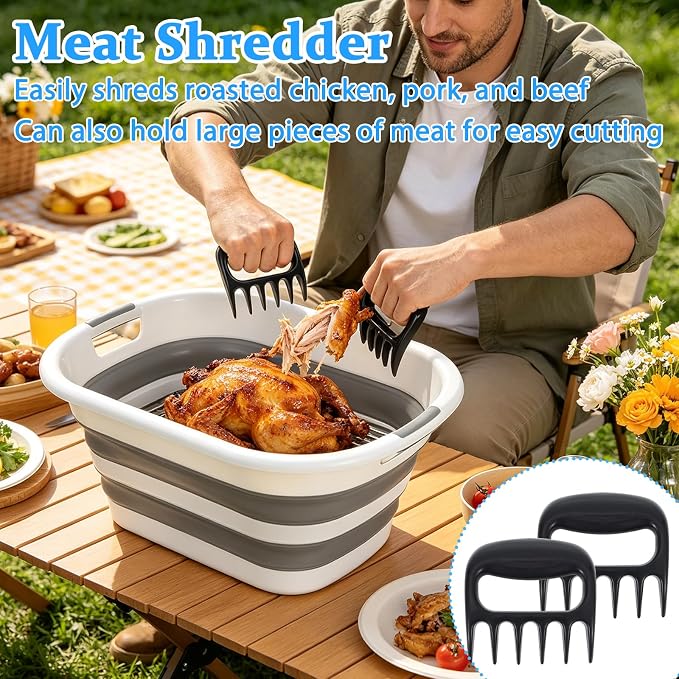 30L Collapsible BBQ Prep Tub, Outdoor Camping Grilling Tools Set - Image 5