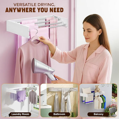 32” Foldable Clothes Drying Rack Wall Mounted - Image 3