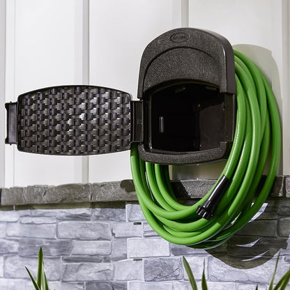 Suncast 2 Pack Hangout 150 Foot Resin Wicker Mounted Garden Storage Hose Rack - Image 9