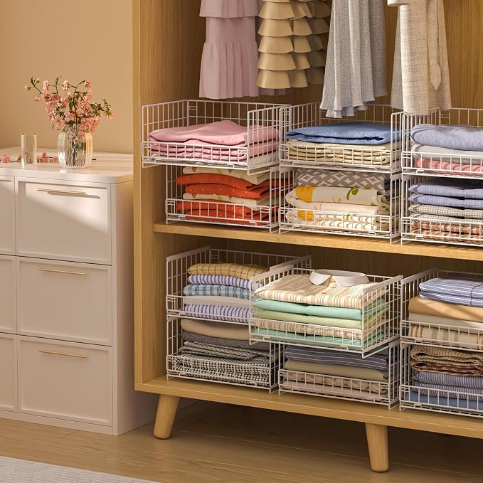 4-Tier Sliding Closet Organizers and Storage Shelves, Stackable Closet Shelf - Image 3