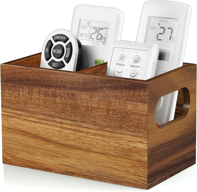 DRASTAR Remote Control Holder, Wood TV Remote Holder, Remote Storage Caddy by EnhanceYourDailyLife