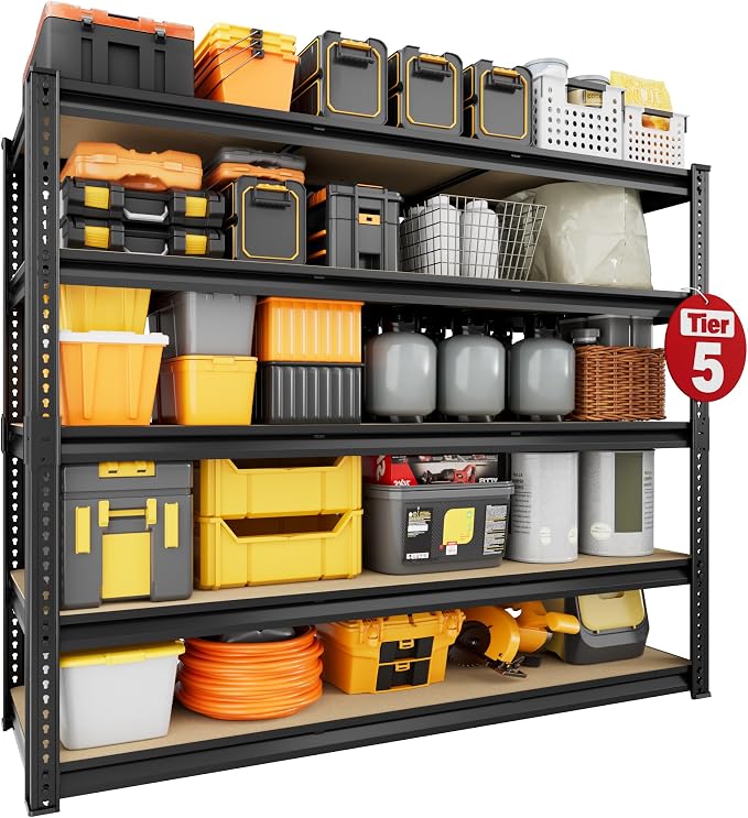 48" W Garage Shelving 3030LBS Storage Shelves 5 Tier Heavy Duty Shelving - Image 9
