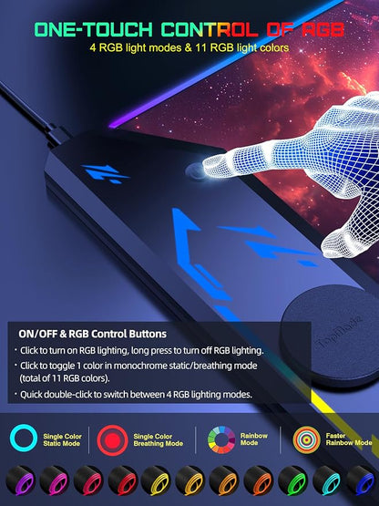 TopMade Wireless Charging Mouse Pad, RGB Gaming Mousepad, 35.4" x 15.8" Extra - Image 4