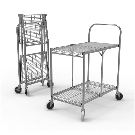 Luxor WSCC-2 Two-Shelf Collapsible Wire Utility Cart - Image 2